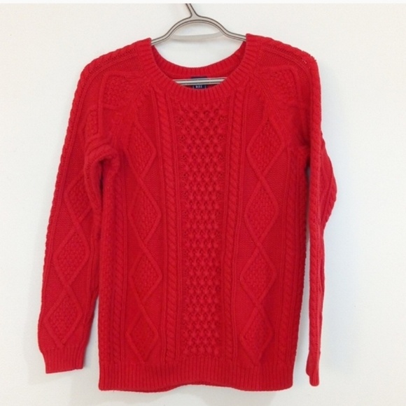 GAP Sweaters - GAP Cherry Red Cable Knit Pullover Sweater